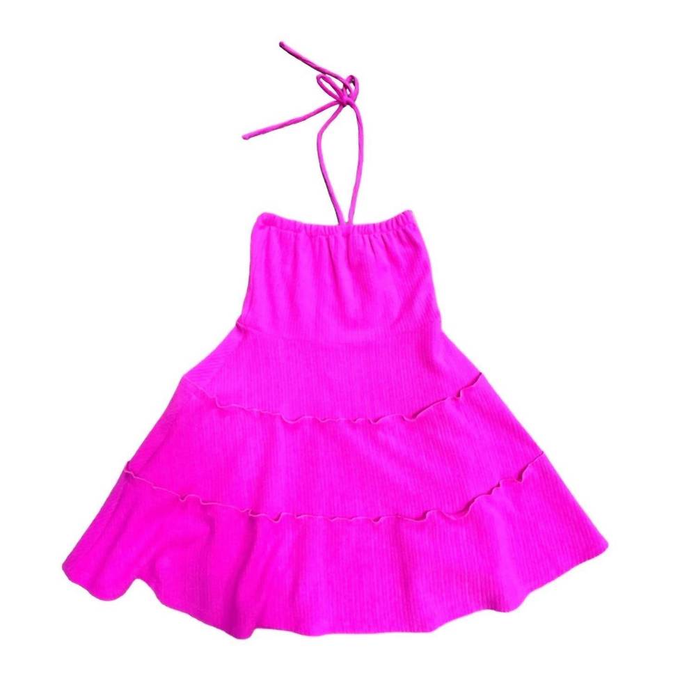 NEW BY DEBRA women's 3 tier spaghetti strap dress in hot pink